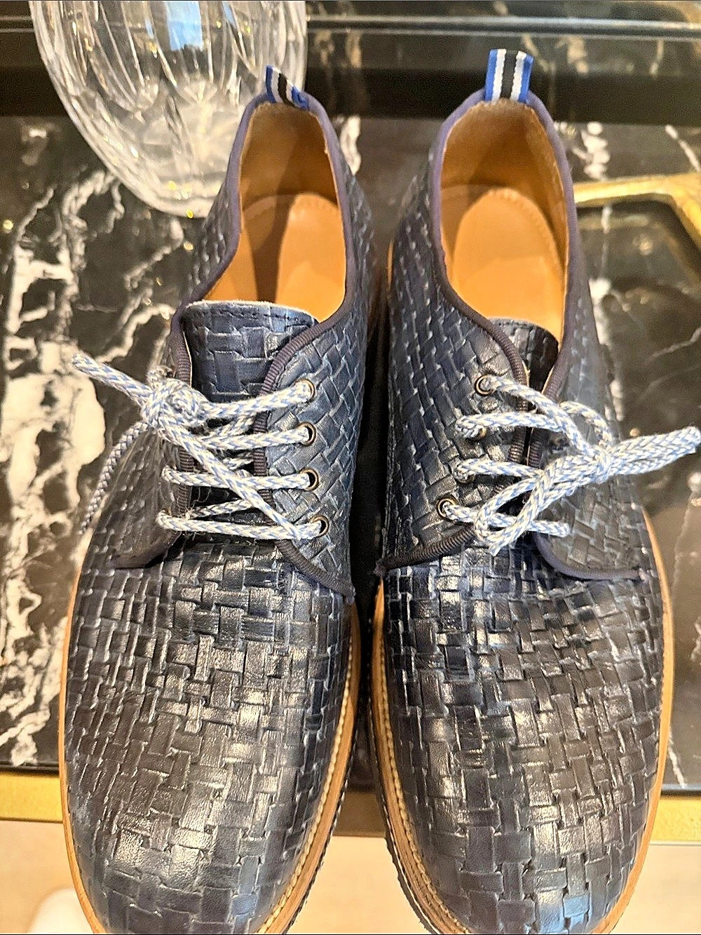Men's Black Woven Lace-Up Shoes